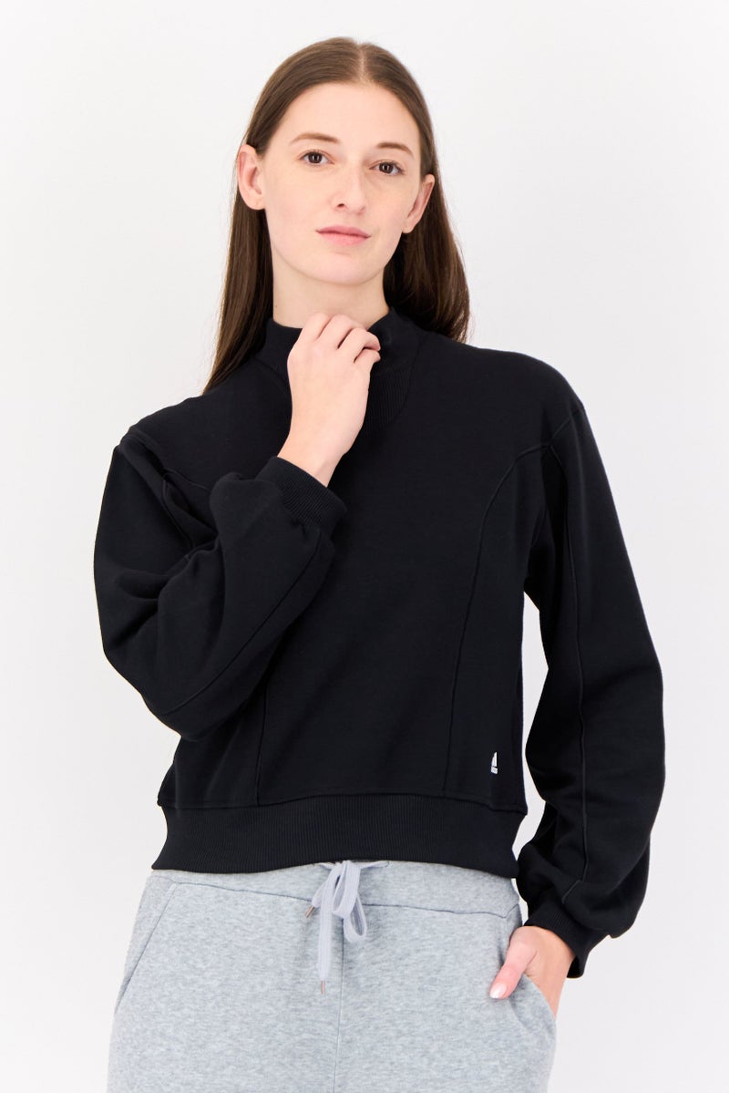 Adidas سويت شيرت رياضي نسائي بأكمام طويلة مناسب في الهواء الطلق، أسود - Image 1