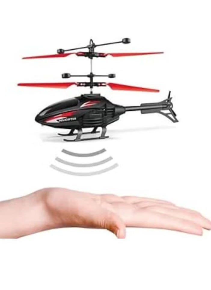 Ken Kidd Remote Control Helicopter Toy, Skipping Indoor & Outdoor Infrared Flying with Advanced Gravity Sensor and LED Light for Kids/Boys Ages 3+ (Black Helicopter) 