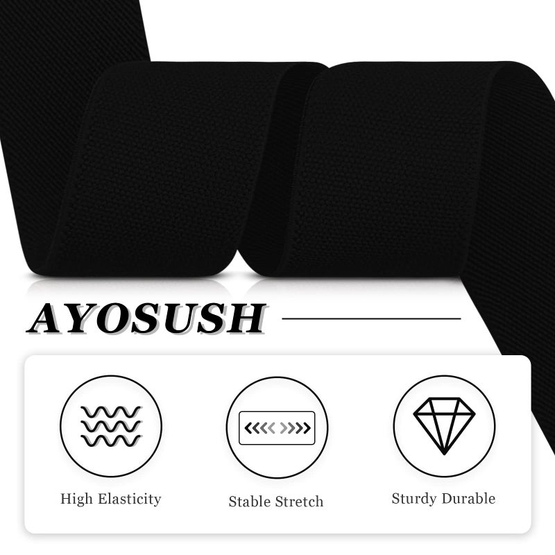 AYOSUSH Button Suspenders for Men Classic Tuxedo Braces Big and Tall Solid Color Black - Image 3