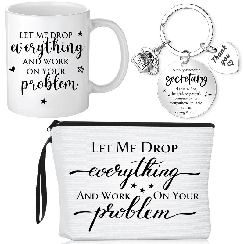 Inbagi 3 Pcs Secretary Gift for Women School Secretary Appreciation Gift Funny Makeup Bags Sarcasm Cosmetic Bag 11 oz Youre Awesome Coffee Mug Secretary Keychain for Administrative Professionals - Image 2