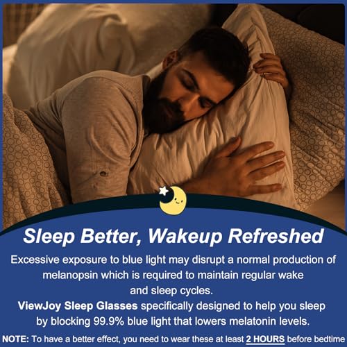 ViewJoy Sleep Glasses 99.9% Blue Light Glasses Dual AR Coatings Amber Orange Lens for Computer Gaming Reduce Eyestrain Black Frames - Image 4