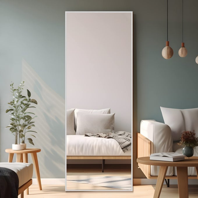 FULL LENGTH MIRROR FLOOR MIRROR WITH STANDING HOLDER BEDROOMLOCKER ROOM STANDINGHANGING MIRROR DRESSING MIRROR SILVER 65X22