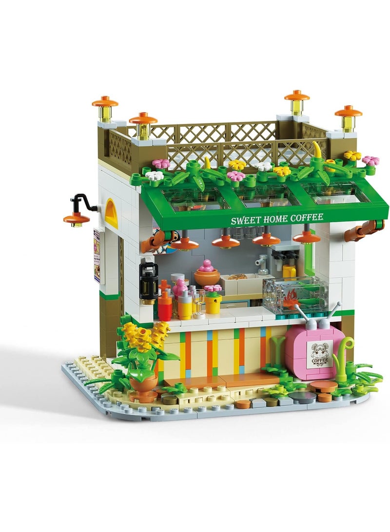 House Building Block Sets, Friends Mini Coffee Shop House Bricks, Cafe Dream House Kits for Kids 6 7 8 9 10 11 12 - Image 1