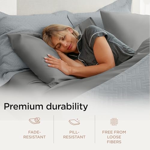 Threadmill Supima Cotton Sheets, 1000 Thread Count King Size, 4 Pc Luxury Bed Sheets Set, Hotel Quality Sateen Weave, Dark Grey with Elasticized Deep Pocket - Image 4