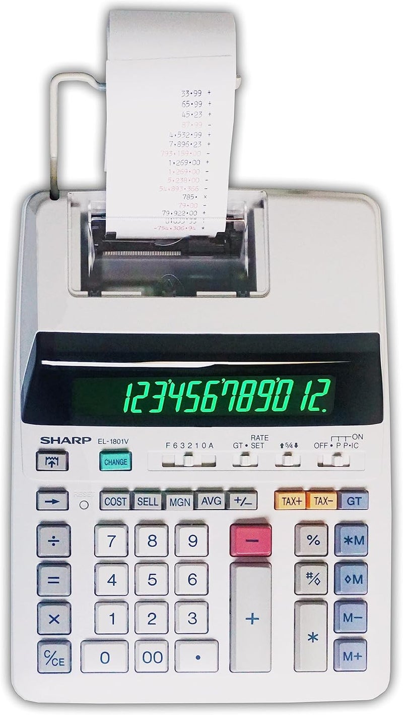 SHARP EL-1801V Ink Printing Calculator, LED Display, AC, Off-White - Image 1