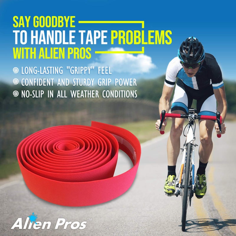 ALIEN PROS Bike Handlebar Tape EVA (Set of 2) Red - Enhance Your Bike Grip with These Bicycle Handle bar Tape - Wrap Your Bike for an Awesome Comfortable Ride (Set of 2, Red) - Image 3