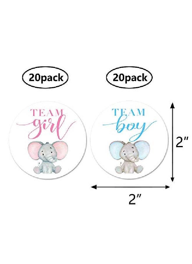 MAGJUCHE - Elephant Gender Reveal Stickers 40 2 Inch Team Girl Team Boy Baby Shower Party Sticker Labels - Image 1
