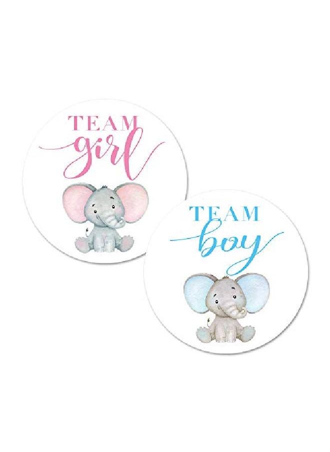 MAGJUCHE - Elephant Gender Reveal Stickers 40 2 Inch Team Girl Team Boy Baby Shower Party Sticker Labels - Image 1