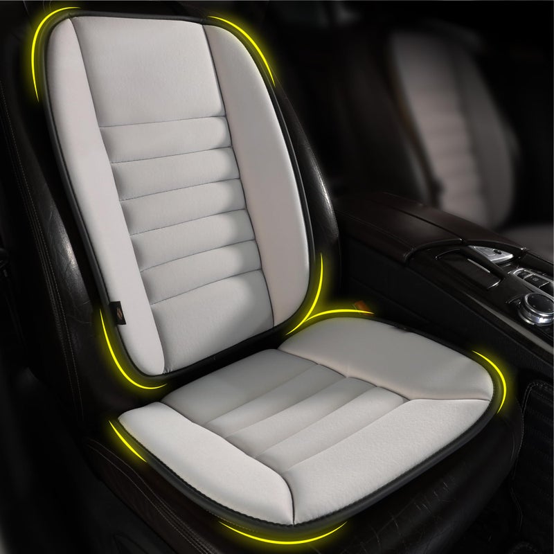 kingphenix Car Seat Cushion with Back Support Pillow: Enhanced Comfort Memory Foam Design for Pain Relief, Ideal for Drivers and Office Use - Ergonomic Lumbar Comfort for Long Sitting - Gray - Image 1