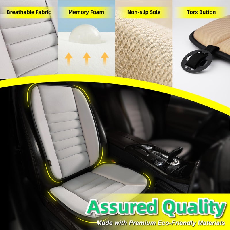 kingphenix Car Seat Cushion with Back Support Pillow: Enhanced Comfort Memory Foam Design for Pain Relief, Ideal for Drivers and Office Use - Ergonomic Lumbar Comfort for Long Sitting - Gray - Image 3