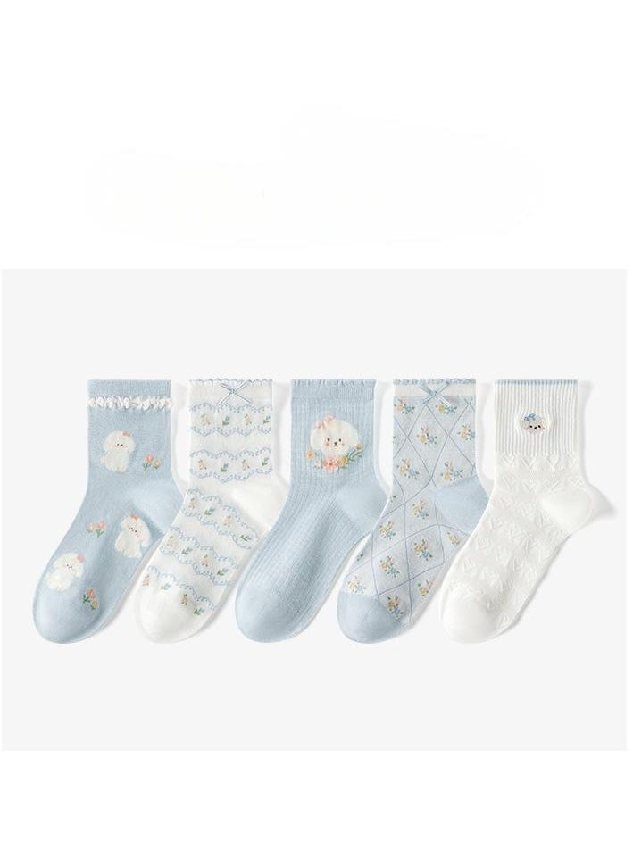 Generic - Women Absorb Sweat and Deodorize Socks 5 Pairs High Quality Socks One Size Fits All - Image 1