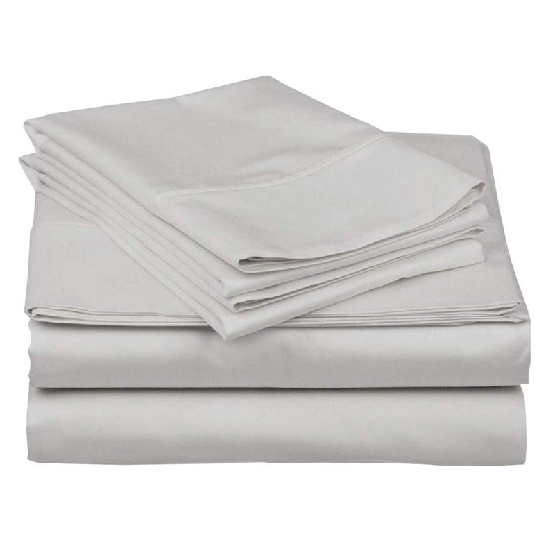 Extra Deep SheetsCotton Bed Sheets  100 Cotton  22 Inch Extra deep Pocket Fitted Sheet with Elastic All Around 4 Pcs Sheet Set  Light Grey Solid  Queen Size