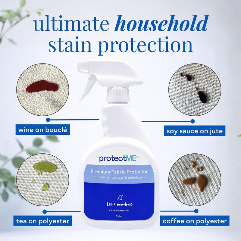 protectME Premium Fabric Protector and Stain Guard for Upholstery Carpet Shoes - Non Toxic, Water Based, Non-Flammable Protector Spray - 25.4 fl. Ounces - Image 5