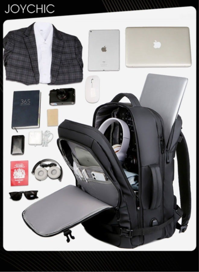 Joychic حقيبة ظهر مقاومة للماء ومضادة للسرقة بسعة 35 لتر للسفر التجاري معتمدة للطيران قابلة للتوسيع حقيبة كبيرة للأمتعة حقيبة مدرسية قابلة للتعديل للرجال - Image 3
