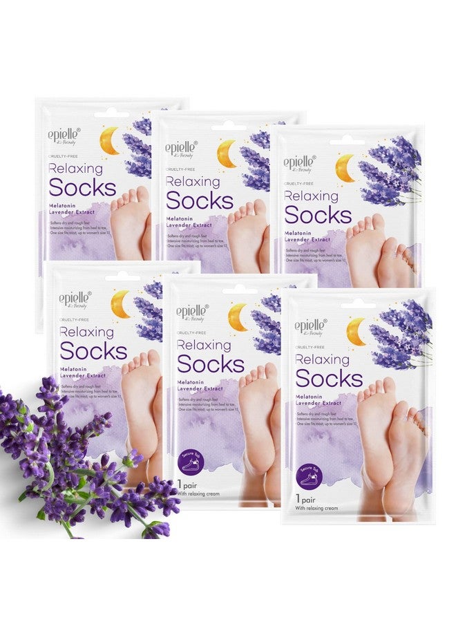 Epielle Relaxing Foot Masks - Melatonin & Lavender Extract | Deep Moisturizing | 100% Vegan & Cruelty-Free | 6 Pack Socks | Beauty Gifts - Image 1