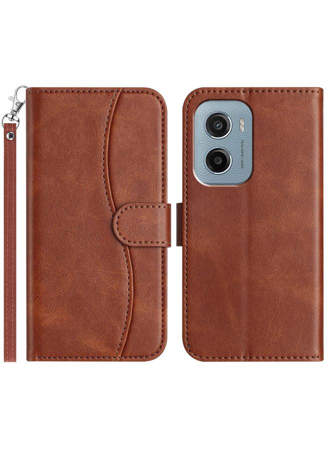 S-TOP Case For Motorola Moto E15 Dual-Folded S-shape Leather Phone Case - Image 1