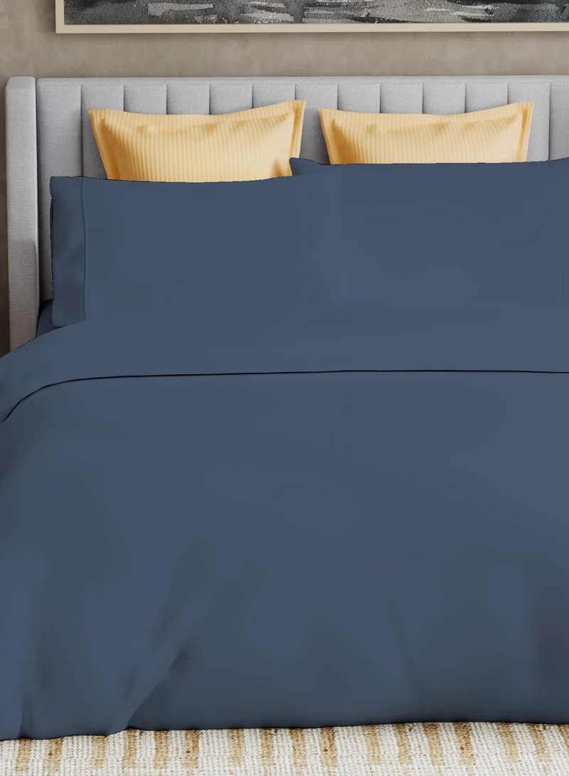 Color Sense Solid 1 Duvet Cover + 1 Pillow Cover Single Cotton Navy 200x135cm