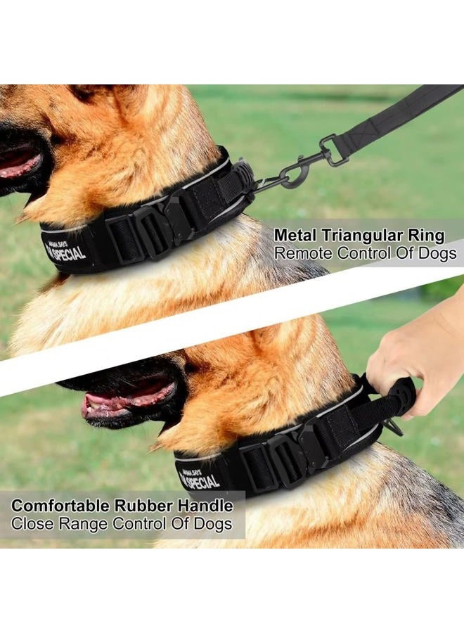 BEIRUI 2.5 Inch Wide Dog Collar with Control Handle,Heavy Duty 6.5cm Wide Tactical Dog Collar with Strong Metal Buckle,Reflective Military Dog Collar with Patches for Large Dogs,Black,Neck fit 19-23" - Image 4