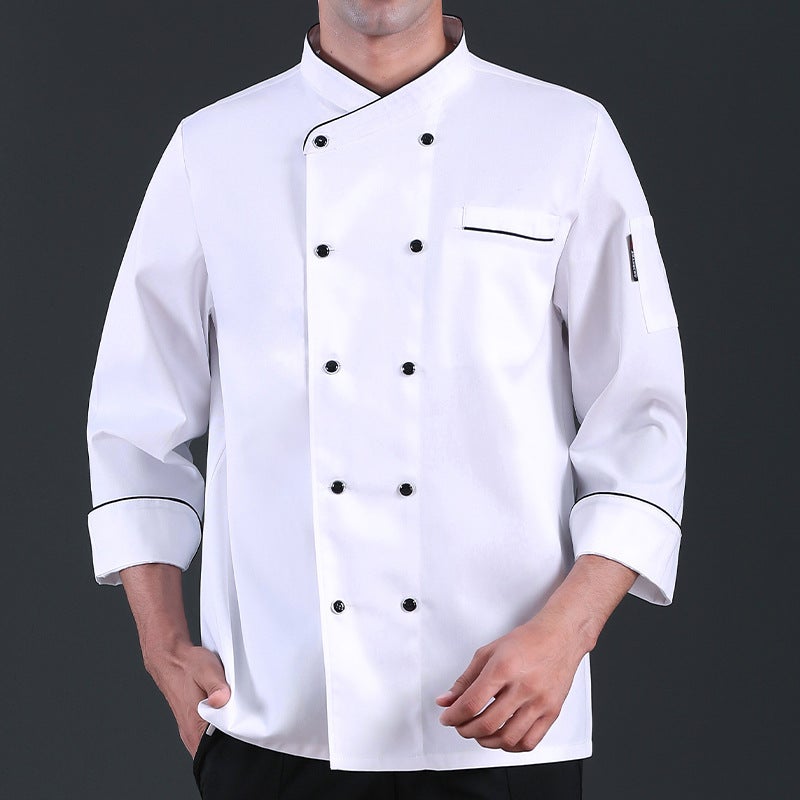 High-End Polyester-Cotton French Chef'S Clothing Short-Sleeved Chef'S Uniform Summer Men'S And Women'S Short-Sleeved Baking Cake Room Western Restaurant Worker - Image 1