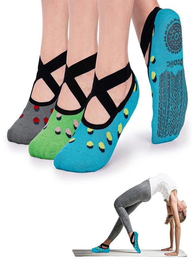 Ozaiic Yoga Socks for Women Non-Slip Grips & Straps, Ideal for Pilates, Pure Barre, Ballet, Dance, Barefoot Workout - Image 1