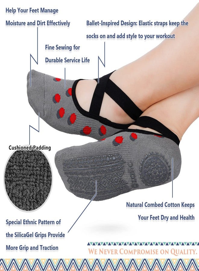 Ozaiic Yoga Socks for Women Non-Slip Grips & Straps, Ideal for Pilates, Pure Barre, Ballet, Dance, Barefoot Workout - Image 3