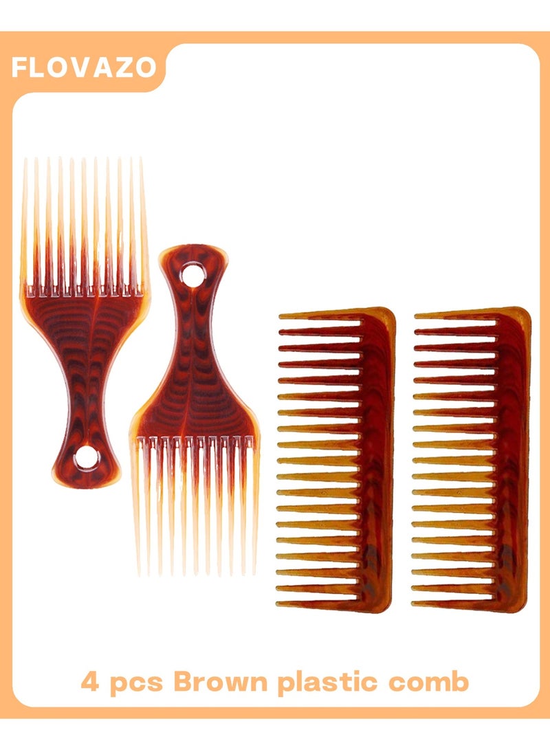 FLOVAZO Brown plastic comb for detangling curly hair,Wide-tooth comb for smoothing curly hair For women and men - Image 1