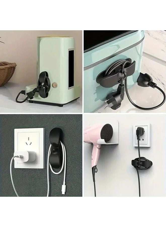 Black 2pcs Adhesive Cable Clip Holder Wall Mounted Cord Organizer for Kitchen Appliances - Image 2
