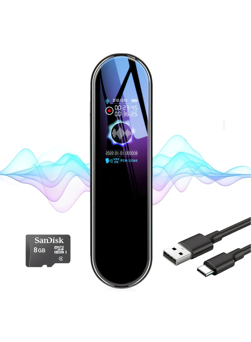 Digital Voice Recorder With MP3 Player,  8GB Portable Audio Recorder with Playback, 1536Kbps Recorder for Lectures Meetings,  Recorder 580 Hour Audio Recorder, Timed Recording