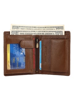 HAMMONDS FLYCATCHER HAMMONDS FLYCATCHER Genuine Leather Wallet for Men, RFID Protected Leather Purse for Men, Money Purse for Men, Bi-Fold Wallet, 4 Card Slots, 3 ID Slots, Coin Pocket, Metal Snap Button - Brushwood  - Image 2