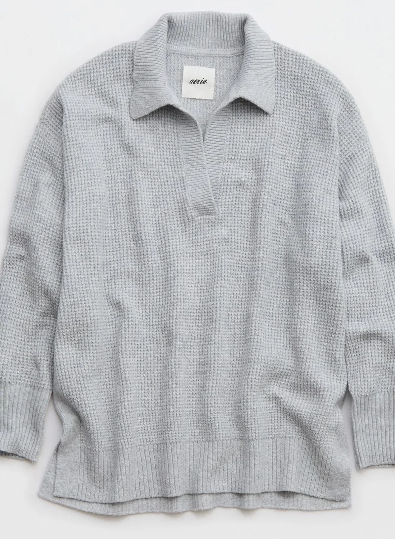 Aerie Polo Neck Knitted Sweater