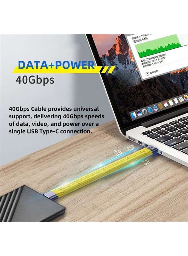 NFHK Yellow Type-C USB-C Male to Male USB4 40Gbps 100W 8K Flat Slim FPC Data Cable for Laptop & Phone 13cm - Image 3