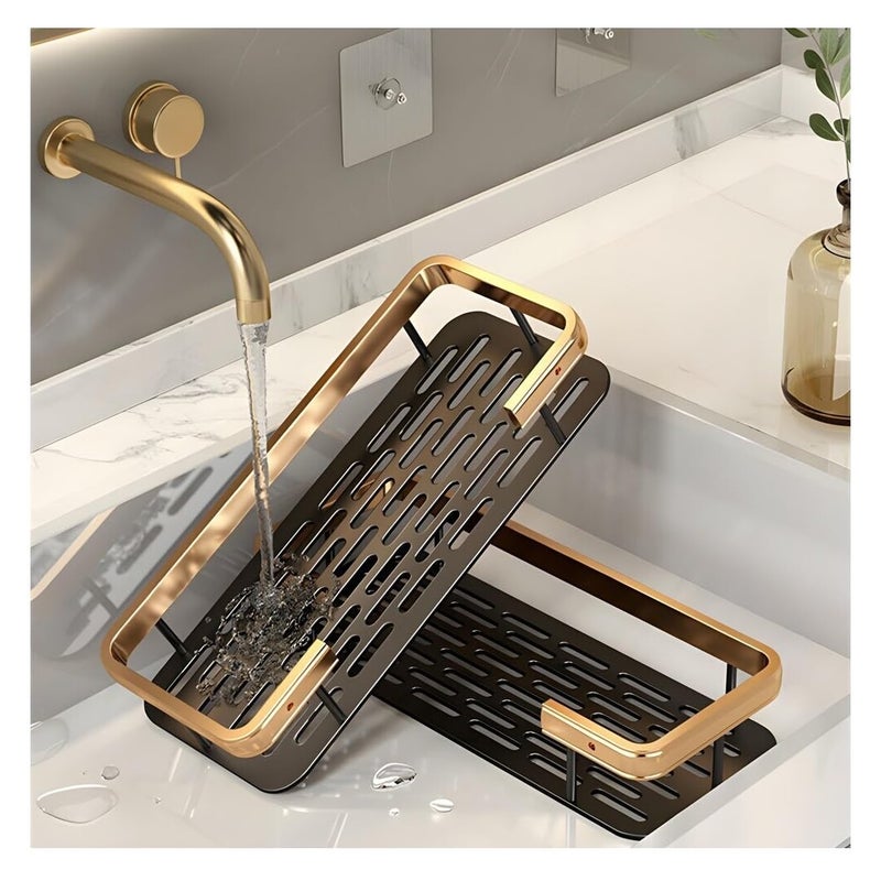 PUSHKH Multipurpose Self-Adhesive Aluminum Shower Basket with Wall Mounted Storage Organizer for Kitchen, Bathroom Accessories Holder/Rack, Pack of 2 - Image 3