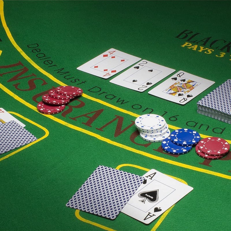 Brybelly Casino Night 2-in-1 Blackjack and Roulette Table Felt Only- Green Felt Double Sided Casino Tabletop Gaming Mat- 72" x 36" - Perfect for Casino Game Night - Image 4