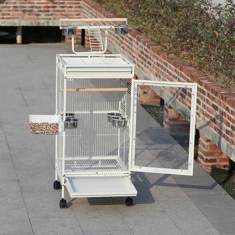 Bird Cage Food Bowl Set 2pcs Thickened Plastic Feeding Trough for Parrots and Small Birds Suitable - Image 2