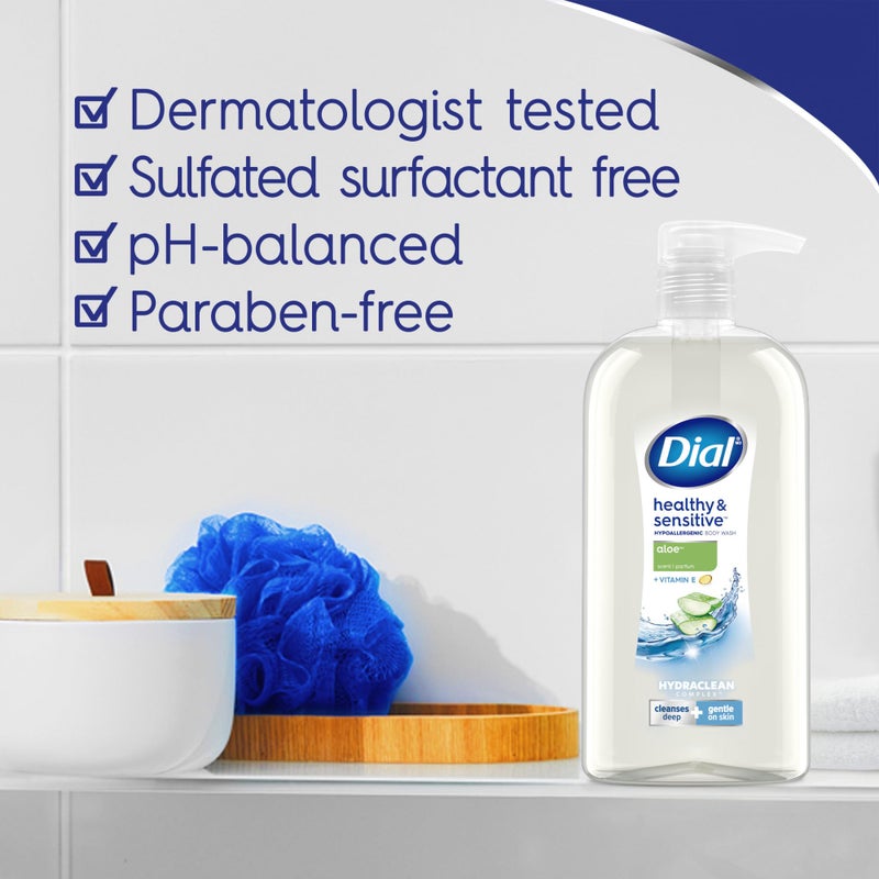 Dial Body Wash, Healthy & Sensitive Aloe Scent, 23 fl oz, Pack of 3 - Image 3