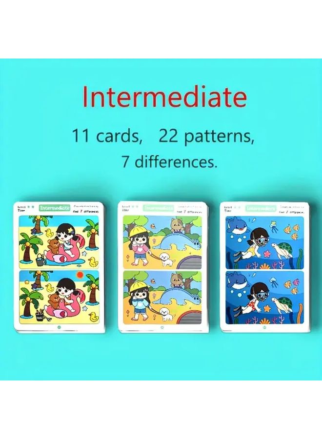 Spot The Difference Brain Teaser Cards 2 Stars Difficulty Levels Reusable Erasable - Image 1