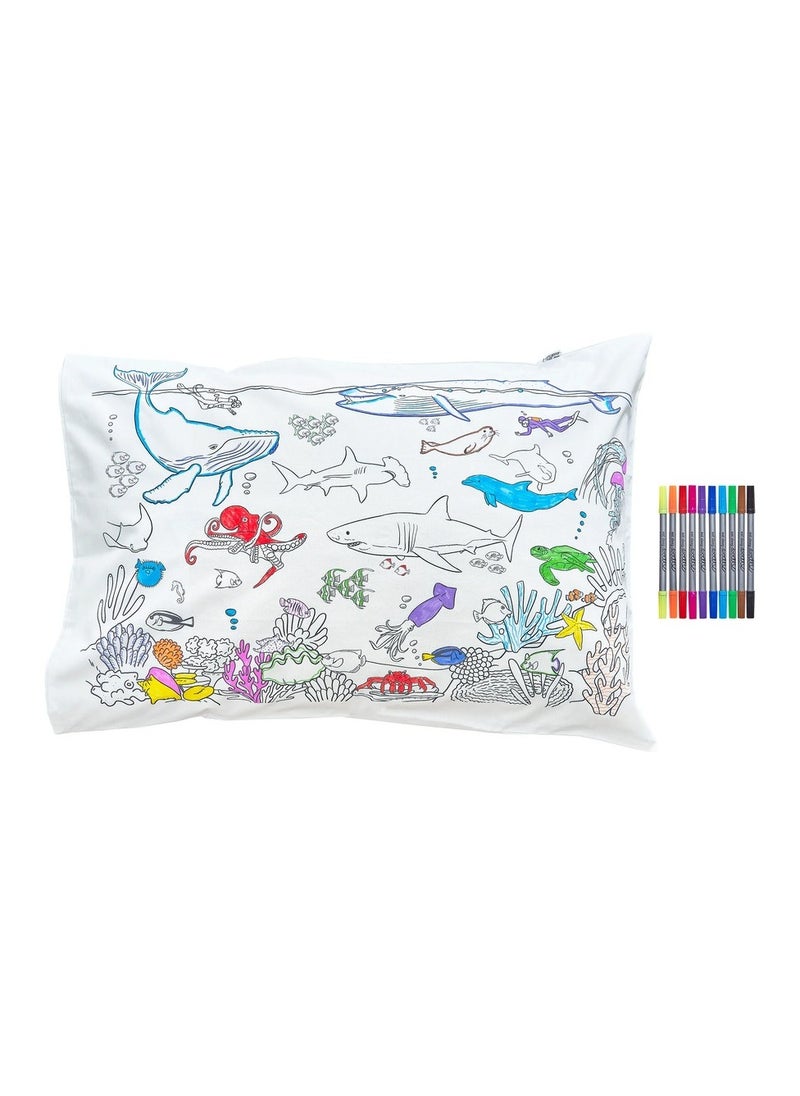 eatsleepdoodle Coloring Pillowcase, Under the Sea  - Image 1
