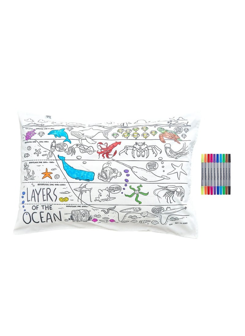 eatsleepdoodle Coloring Pillowcase, Under the Sea  - Image 2