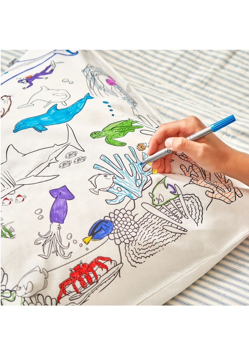eatsleepdoodle Coloring Pillowcase, Under the Sea  - Image 3