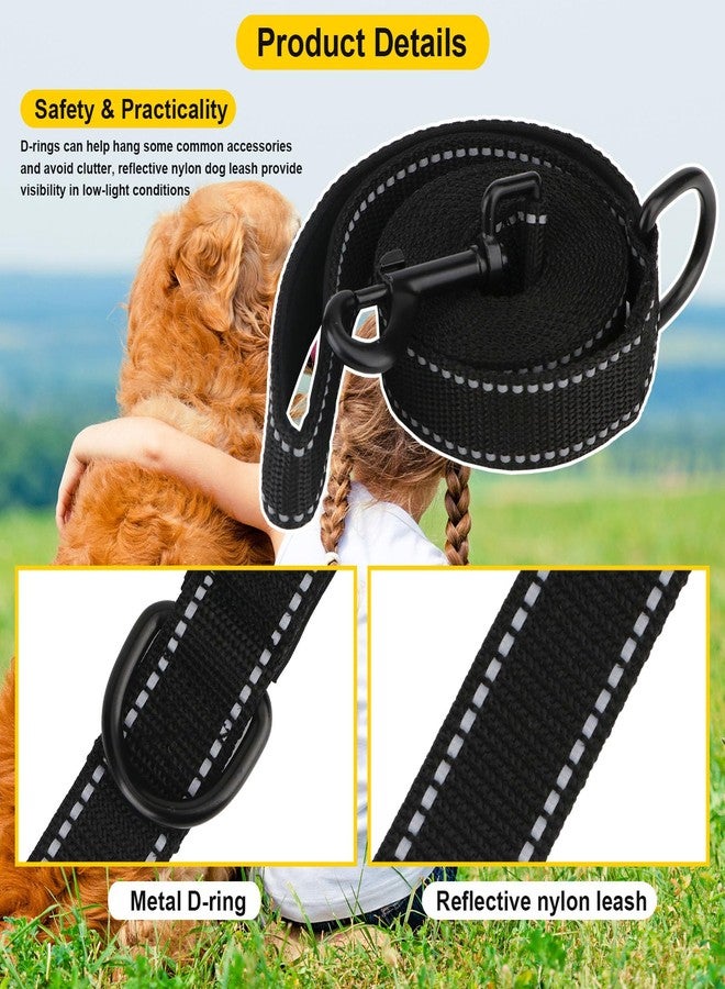 Reshiho Dog Leash, Black Nylon Dog Leashes, Leashes for Medium & Small Dogs, Reflective for Night Safety (6.5ft) - Image 2