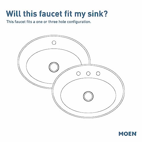MOEN صنبور حوض الحمام الحديث من موين جيبسون بلمسة نيكل مصقول، مقبض واحد، فتحة واحدة مع لوحة سطح اختيارية، 6145BN - Image 2