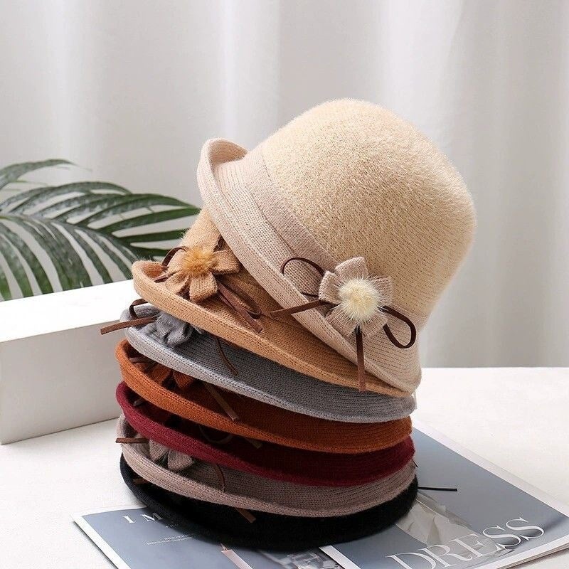 Summer Knit Bucket Hat Women Linen Cotton Flower Hollow Mesh Hat - Image 2