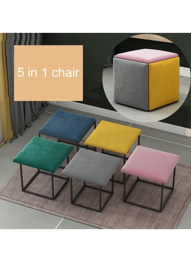 Organized Home - Stool Set Modern Ottomans Set of 5 Backless Chairs with Wheels Stackable Bar Stool for Living Room Dinning Kitchen - Image 1