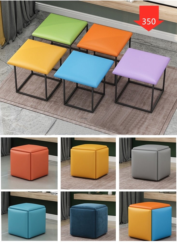 Organized Home - Stool Set Modern Ottomans Set of 5 Backless Chairs with Wheels Stackable Bar Stool for Living Room Dinning Kitchen - Image 1