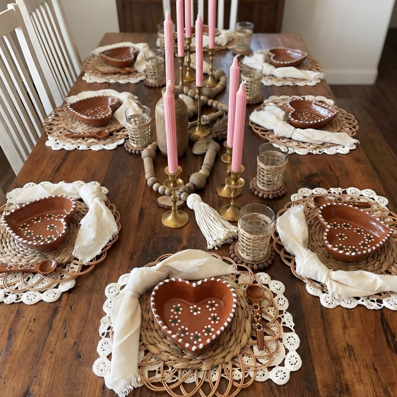 Teecyhooo 12 Pcs 3" Platos De Barro Mexicanos Clay Heart Shape Bowl Bulk Small Cielito Lindo Party Decoration Mexican Bowl Terracotta Flower Clay Pottery Dish for Birthday Wedding Party Supplies - Image 3