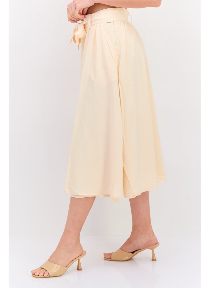 Pepe Jeans - Women Plain Midi Skirt, Beige - Image 1
