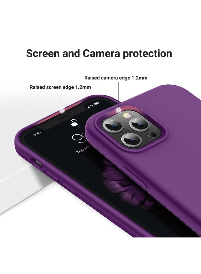 جراب متوافق مع iPhone 12 Pro Max مقاس 6.7 بوصة، جراب هاتف نحيف من السيليكون السائل مكون من 4 طبقات من المطاط الهلامي الناعم المقاوم للصدمات مع بطانة من الألياف الدقيقة المضادة للخدش (أرجواني) - Image 5