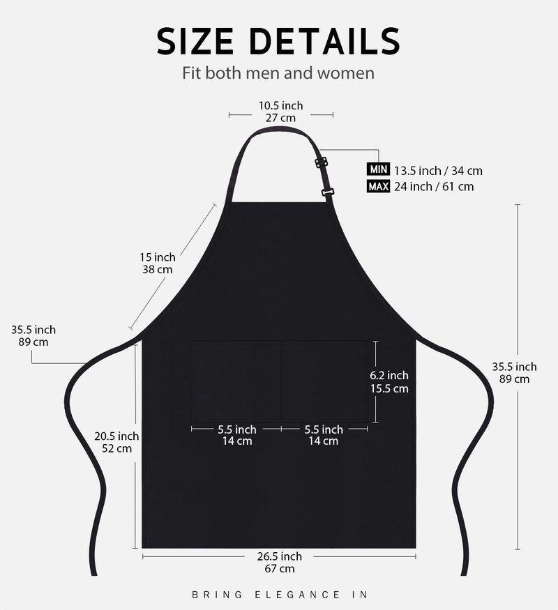 Syntus 4 Pack Chef Apron, Adjustable Bib Apron Waterdrop Resistant Professional Cooking Aprons for Men Women with 2 Pockets, Black - Image 2
