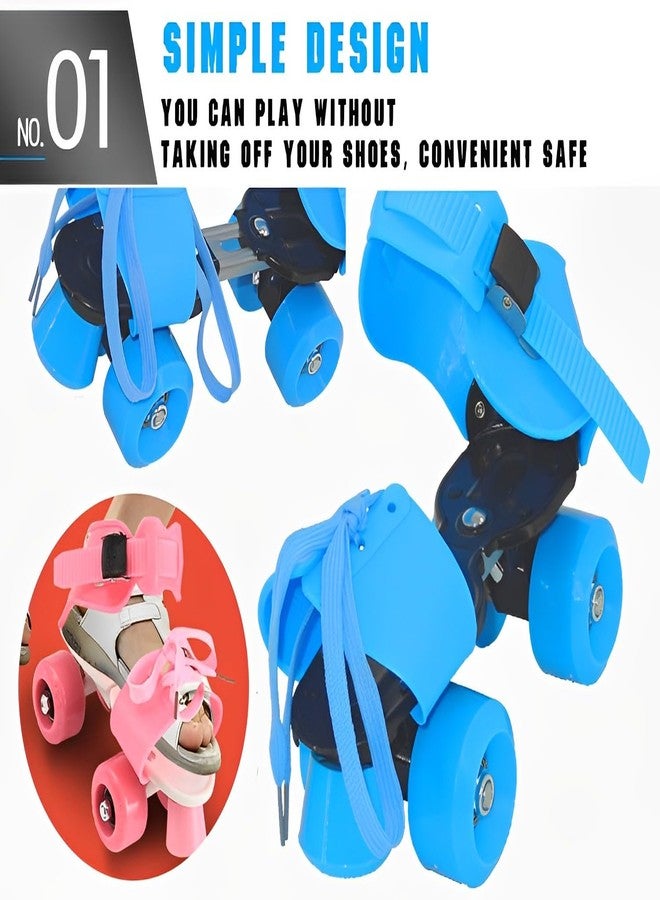 TLISMI Cute Colored Adjustable Size Four-Wheel Roller Skates with Front Brake Sliding Pulley Strap Slalom Smooth Inline Lightweight Skating Shoes for Unisex Beginners, Advanced Kids of Age 8-16 Years - Image 2