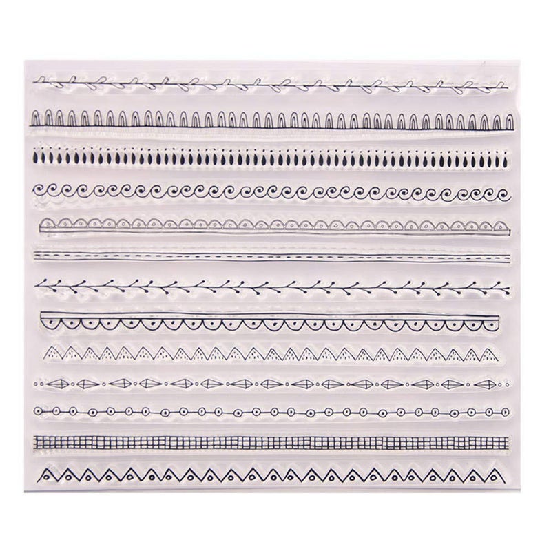 arriettycraft Different Types Lines Waves Plaid Leaves Lines Borders Stamps Rubber Clear Stamp Decorative Card Making Clear Stamps